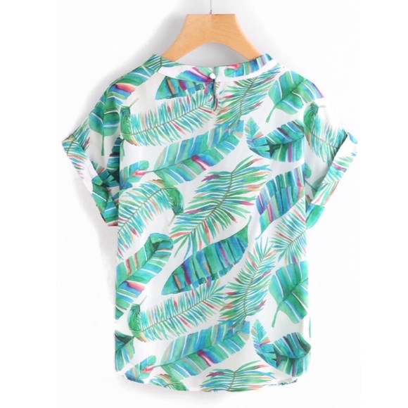 BLUE LEAF CAP SLEEVE TOP - Picture 2 of 8